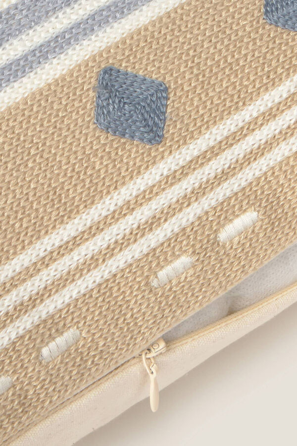 Textura Capa de almofada com fio tingido e desenho geom&eacute;trico cinzento