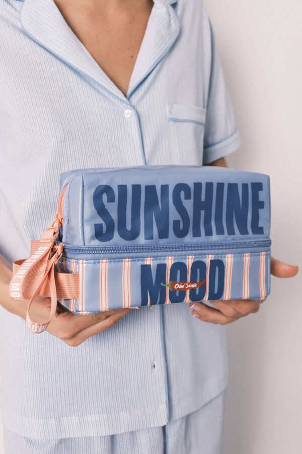 Women'secret Necessaire m&eacute;dia imperme&aacute;vel estampado riscas azul