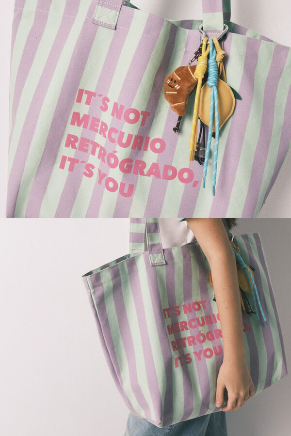 HI&BYE Green striped tote bag green