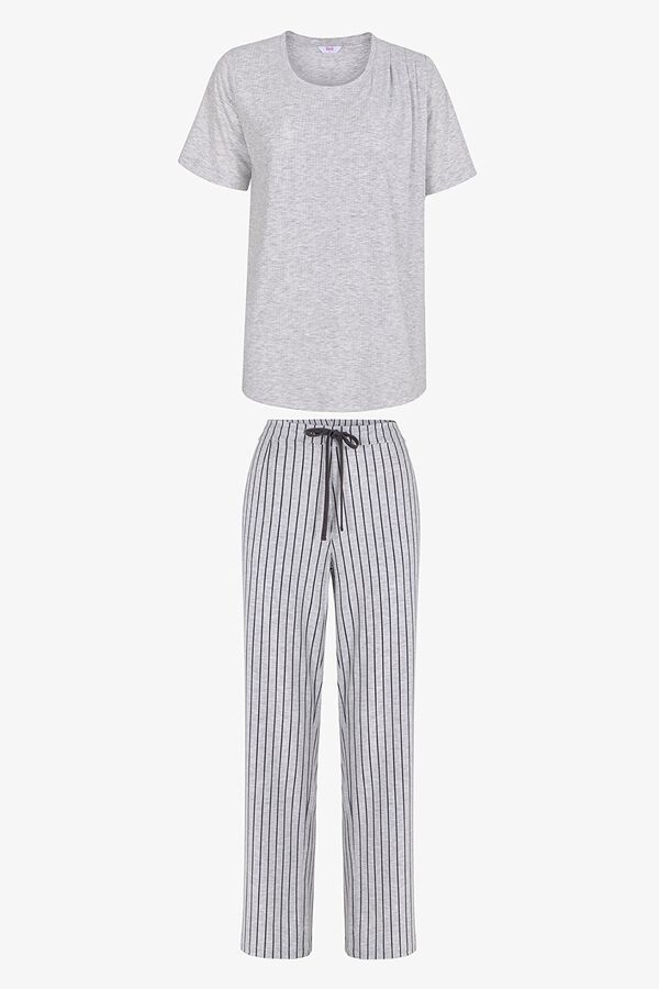 Penti Conjunto de pijama largo rayas maternity gris