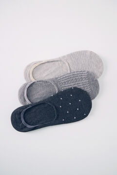 Womensecret 3-pack grey cotton no-show socks printed