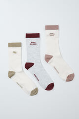 Women'secret Pack of 3 long socks with phrase print printed