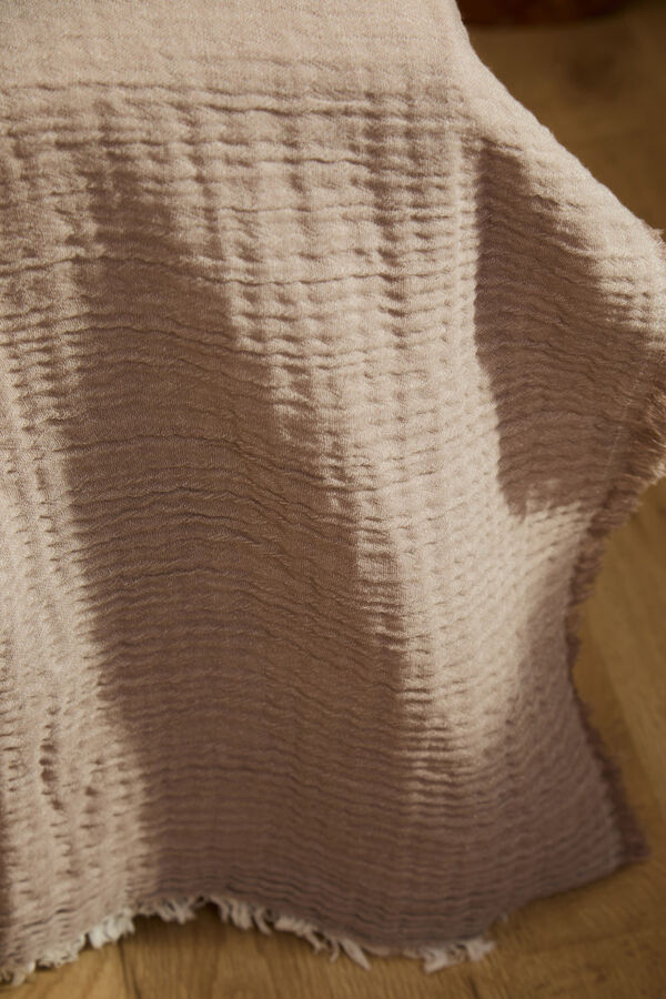 Calma House Colcha de musselina de algod&atilde;o cor de pedra cinzento