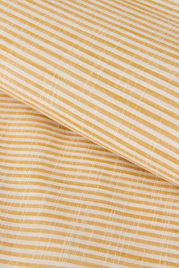 Womensecret Funda nórdica algodón rayas efecto lino amarillo