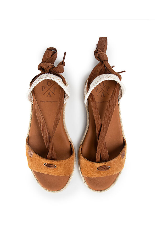Womensecret Capri split leather flat Menorcan sandal természetes