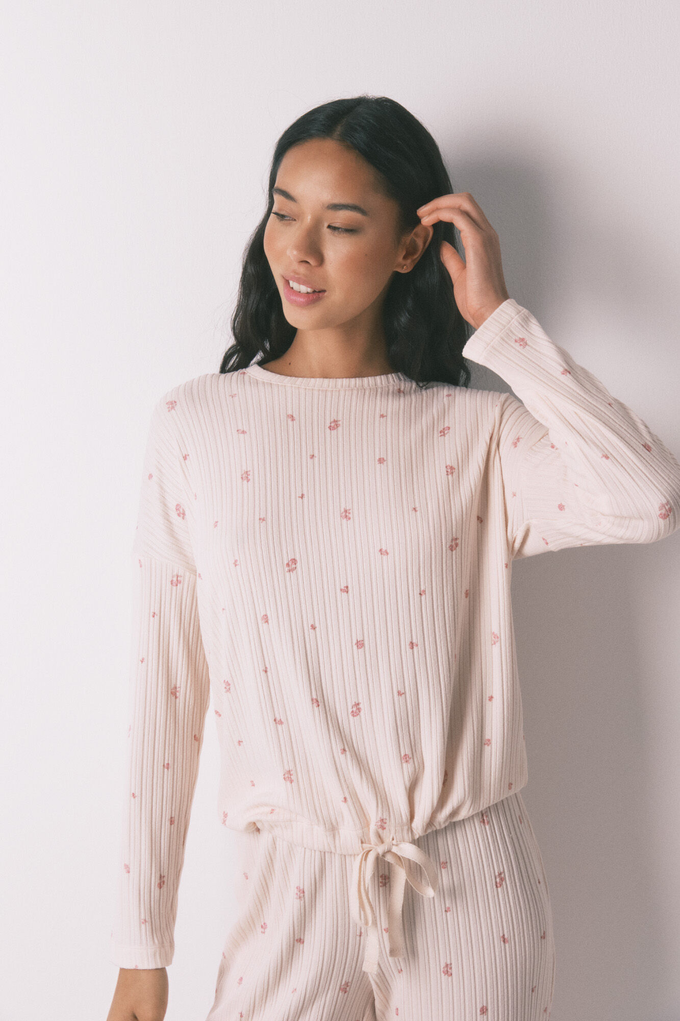 Women'secret Duga viskozna pidžama sa ružičastim cvetnim print