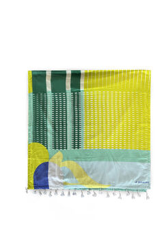 Womensecret Cotton beach towel with green geometric print green
