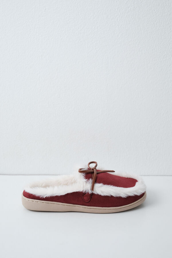 Women'secret Burgundy faux fur loafer slippers red