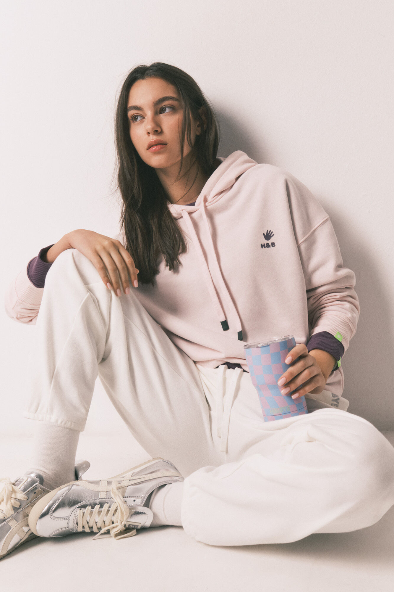 HI&BYE Sudadera capucha felpa algod&oacute;n rosa