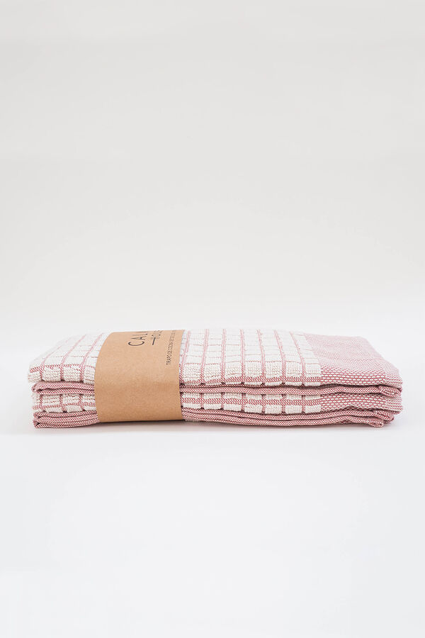 Calma House Tagesdecke aus baumwolle wabenmuster wei&szlig; panal Rot