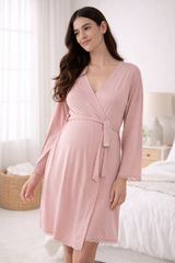 Ohma! Maternity robe with lace on bottom pink