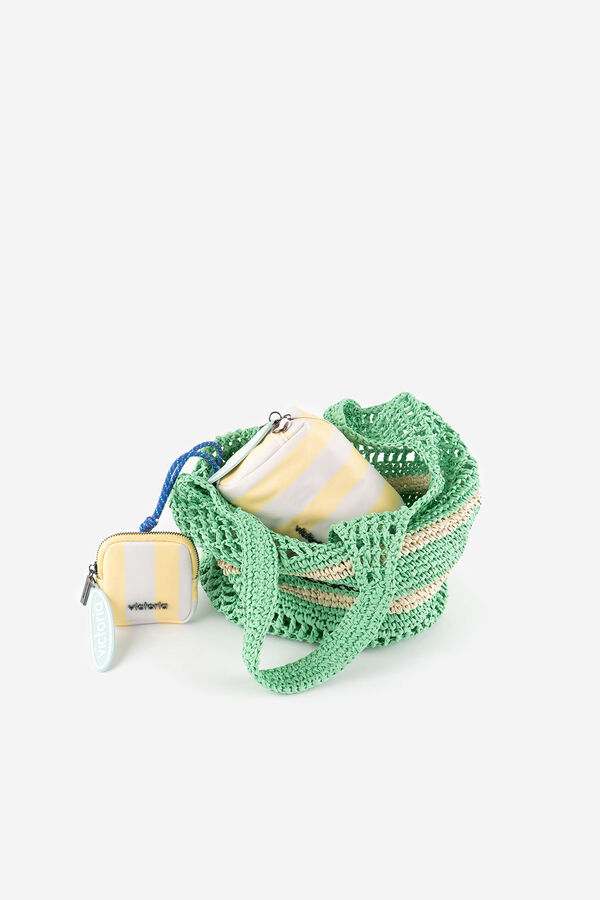 Victoria Natural fibre woven tote bag green