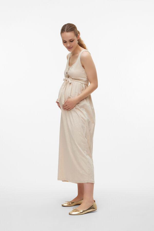 Mamalicious Vestido de tirantes maternity y lactancia beige