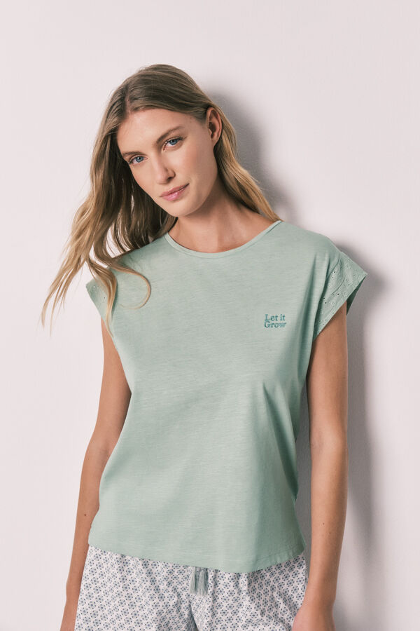 Women'secret Green printed cotton short pyjamas green