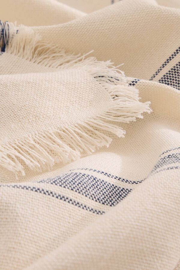 Textura Striped recycled cotton tablecloth blue