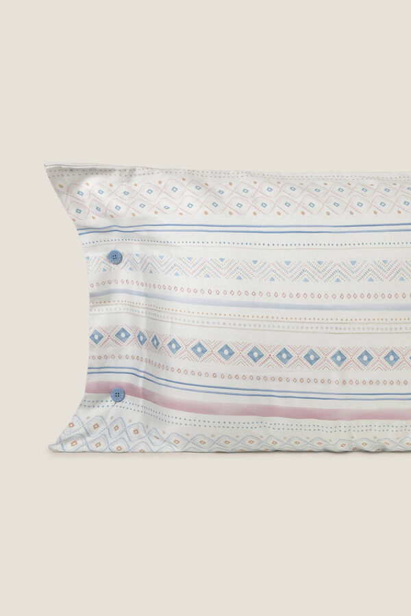 Textura Fronha de cetim estampada azul