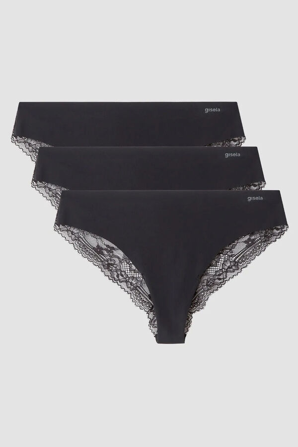 Gisela Laser-cut Brazilian panties black