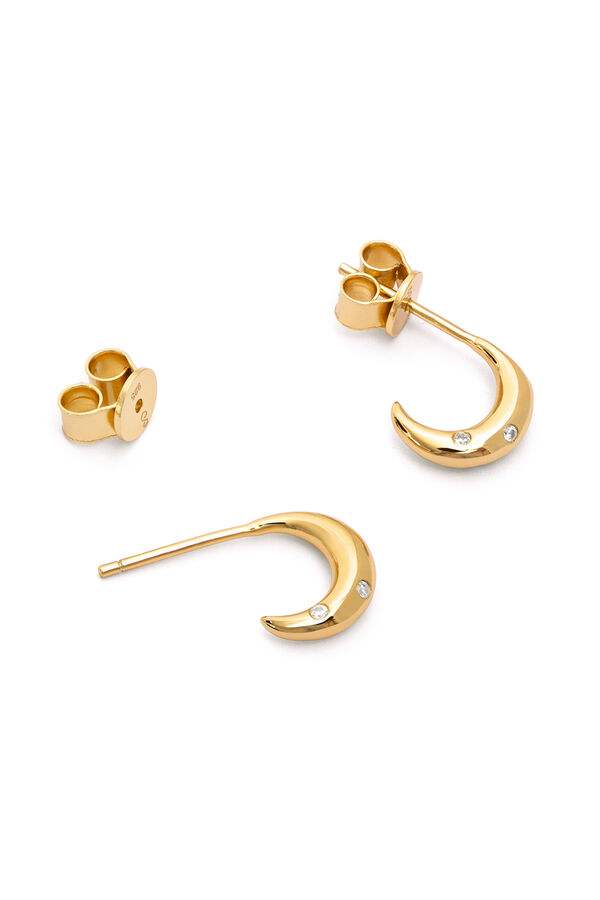 Singularu Mini-Mond-Creolen aus vergoldetem Silber mit Print