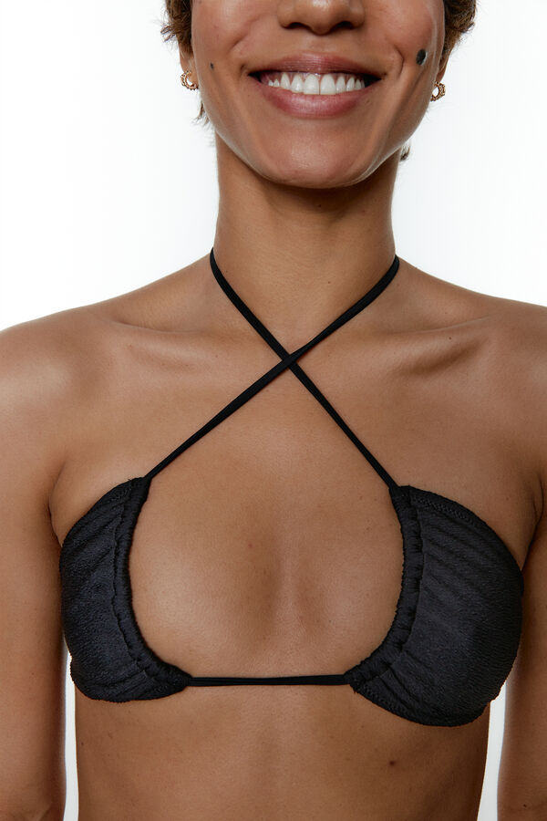 Womensecret Bessie Black jacquard multiway bikini top noir