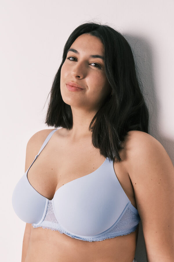 Women'secret Sujetador cl&aacute;sico microfibra y encaje azul BEAUTIFUL azul