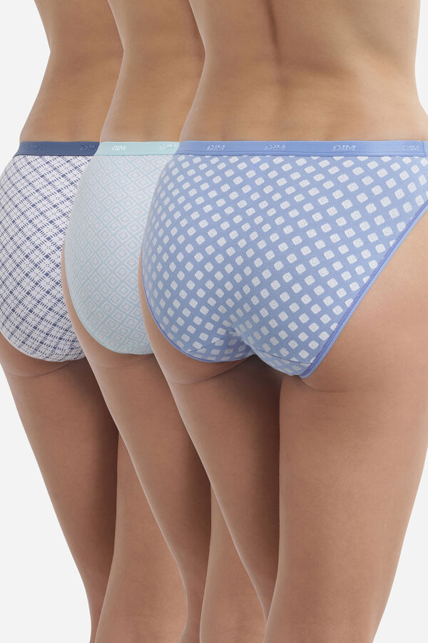 Womensecret Pack of 3 stretch printed cotton panties Blau