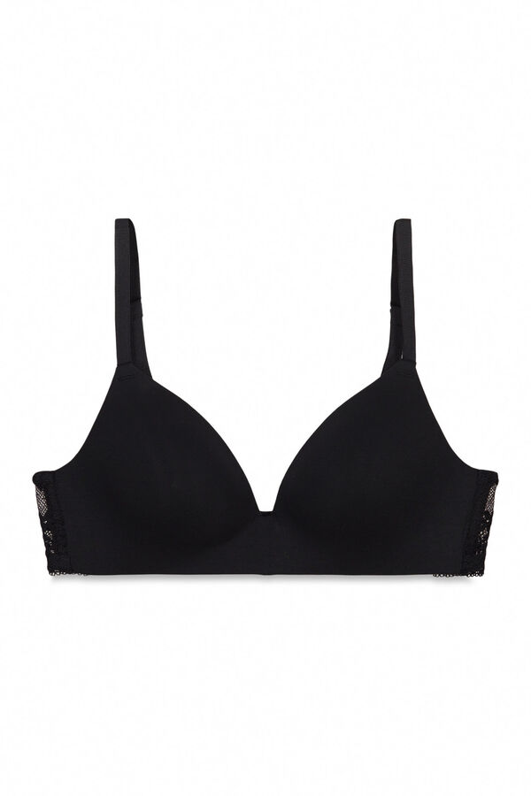 Women'secret Black microfibre and lace triangle bra CHARMING black