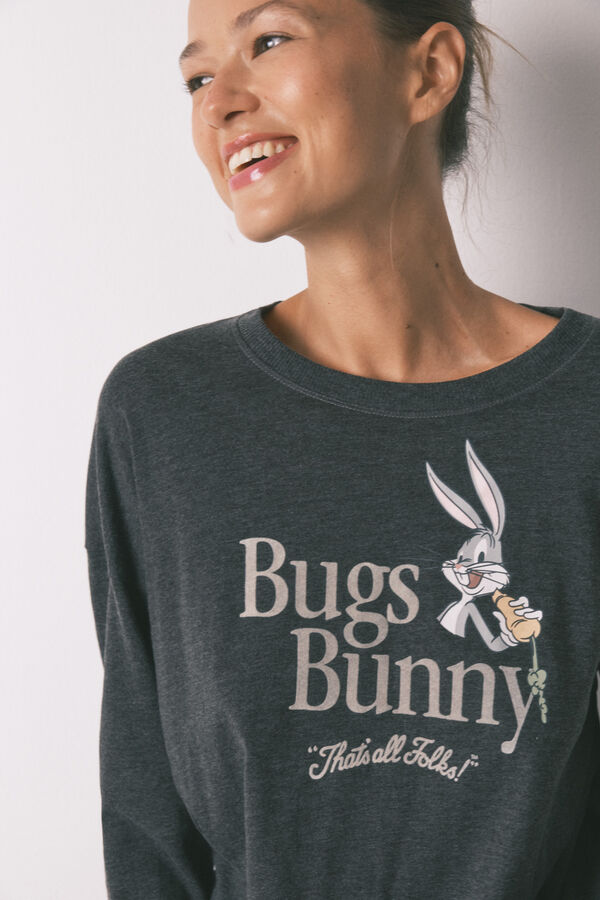 Women'secret Bugs Bunny gray cotton long pyjamas grey