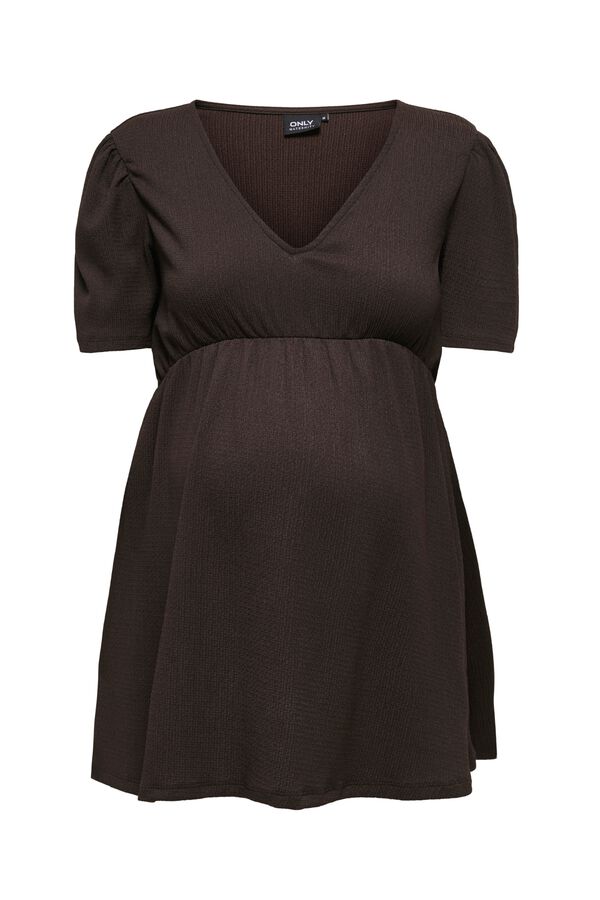 Only Maternity Top de manga corta maternity marr&oacute;n