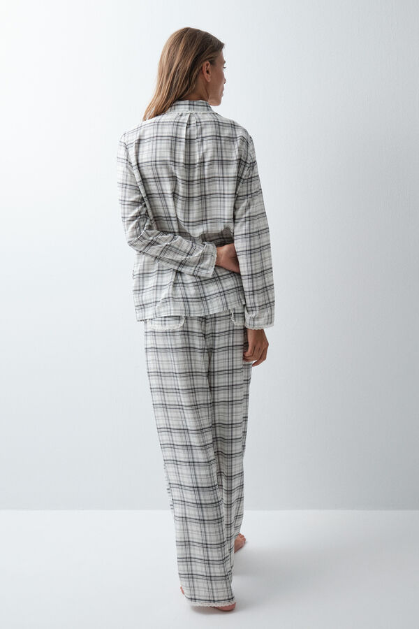 Women'secret Plaid classic pyjamas with lace details white