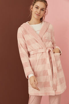 Womensecret Pink checked fleece La Vecina Rubia robe pink