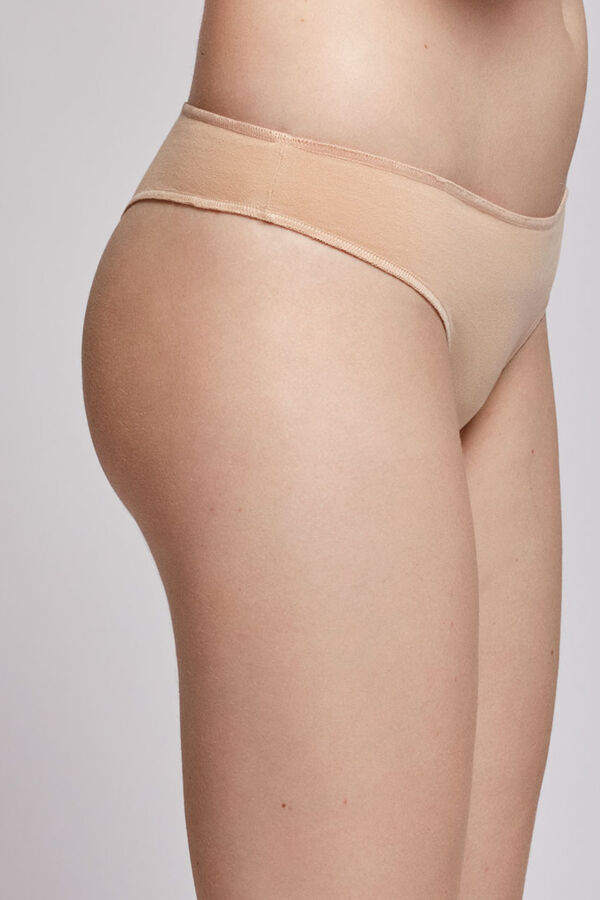Womensecret Brazilian panty with lace waistband and leg detail nude