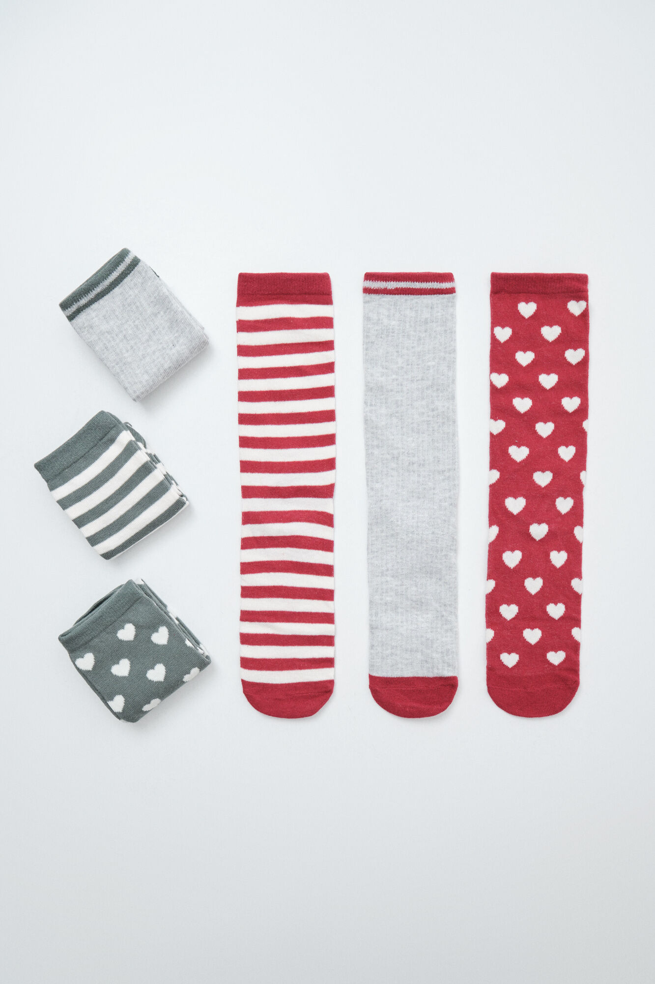 Women'secret Pack 6 long socks with hearts and stripes