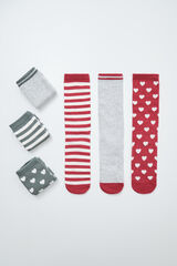 Women'secret Pack 6 long socks with hearts and stripes printed