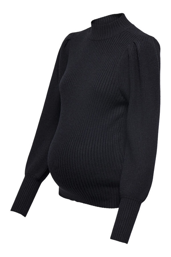 Only Maternity Jersey de punto premam&aacute; de cuello alto y mangas abullonadas negro