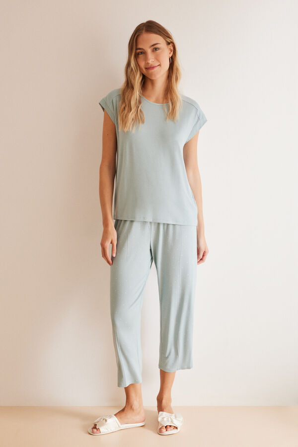 Womensecret Pöttyös, kék Ecovero™ pizsama zöld