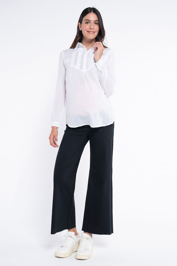 Ohma! Blusa lactancia de plumetti blanco