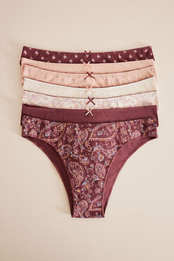 Womensecret 7-pack boho cotton Brazilian panties pink