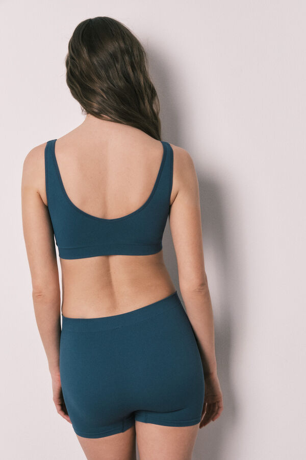 Women'secret Top liso sem costura azul verde