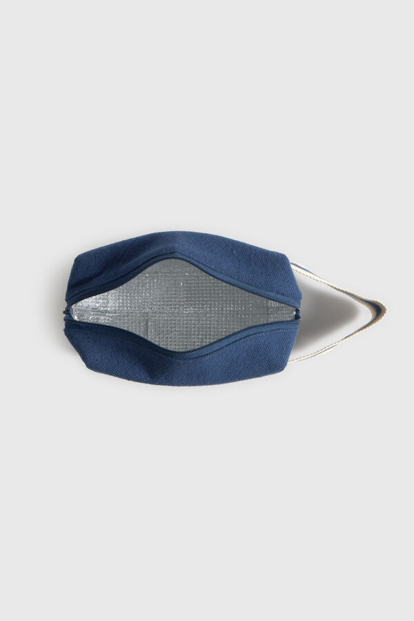 Textura Cotton vanity case with thermal lining blue