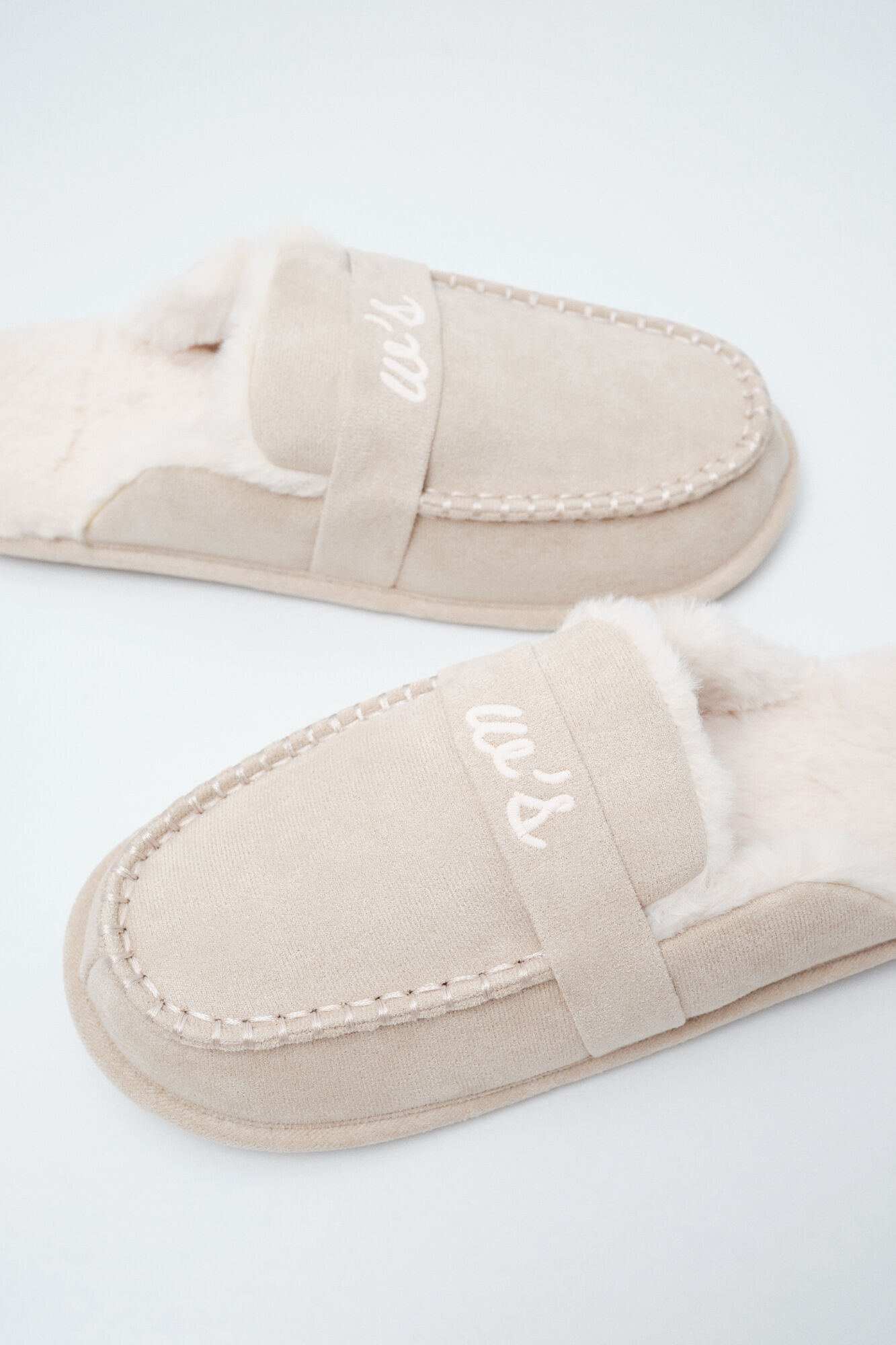 Women'secret Beige lined loafer slippers
