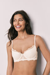 Women'secret White embroidered floral classic bra BEAUTIFUL beige