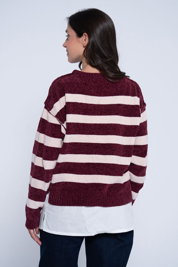 Ohma! Striped breastfeeding jumper with faux shirt red
