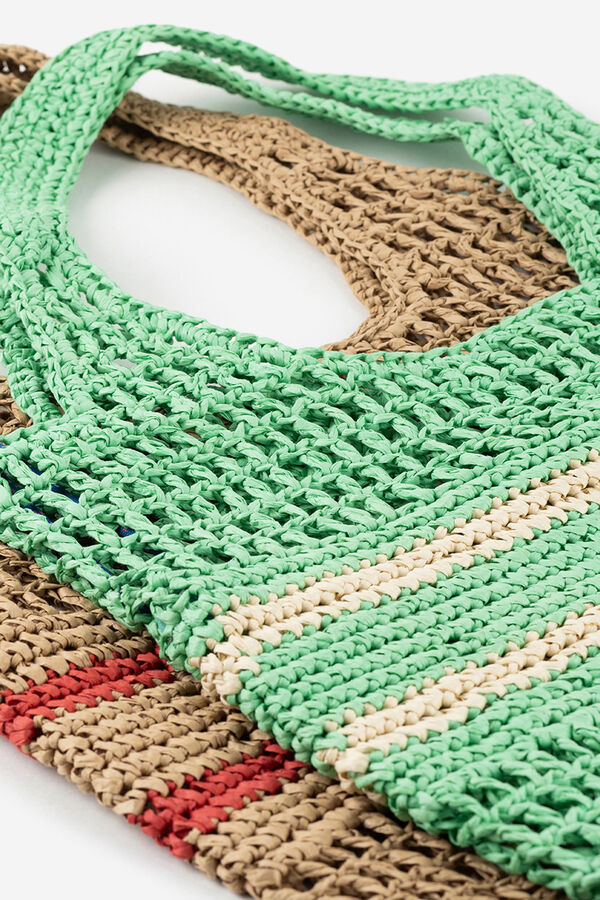 Victoria Natural fibre woven tote bag green