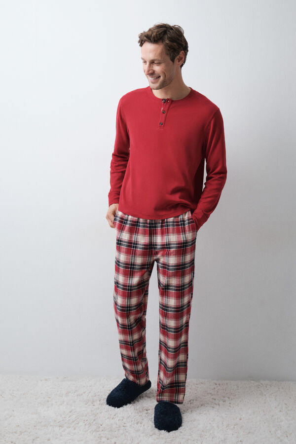 Women'secret Red plaid men's classic pyjamas red