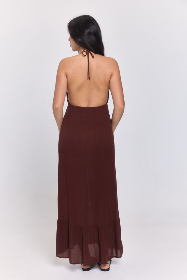 Pieces Robe longue en viscose rouge
