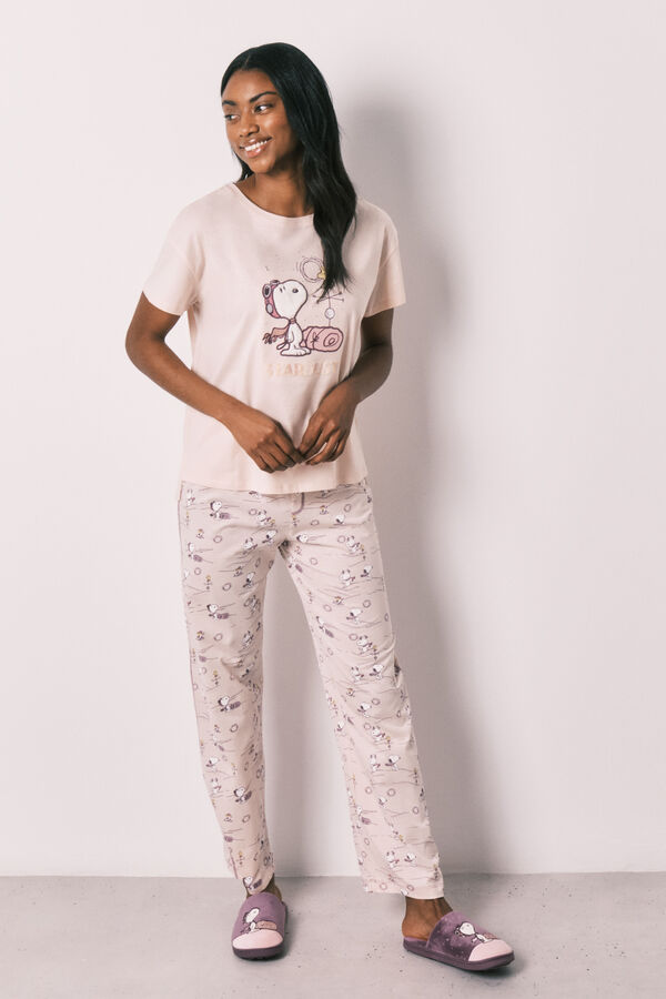Women'secret Cotton short sleeve long pyjamas Snoopy red