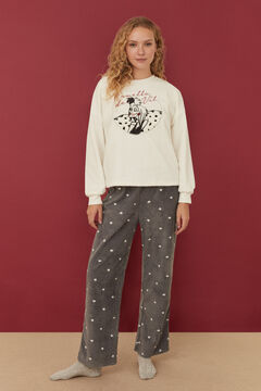 Womensecret Fleece-Pyjama Cruella de Vil Grau Naturweiß