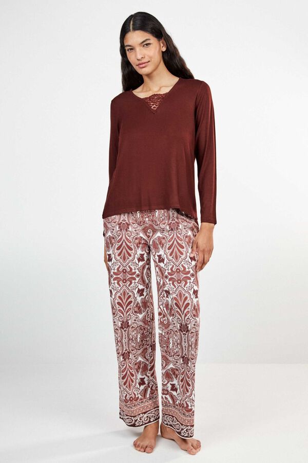 Gisela Paisley print long pyjamas printed