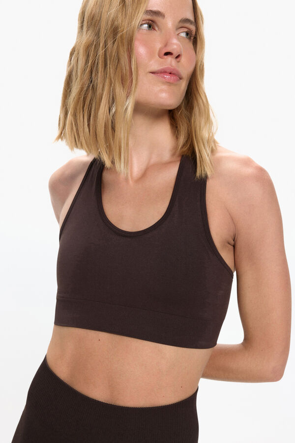 Only Play Soutien desportivo sem costura. castanho