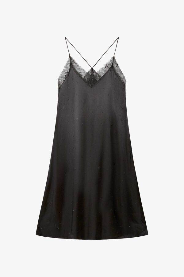 Gisela Satin-finish long slip dress black